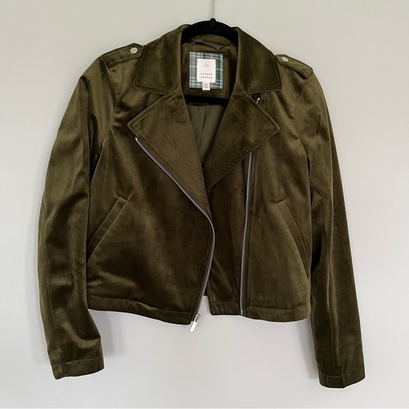 LC Lauren Conrad Green Moto Jacket - Picture 1 of 4